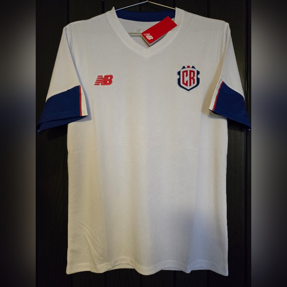 New Balance White and Blue Soccer Jersey